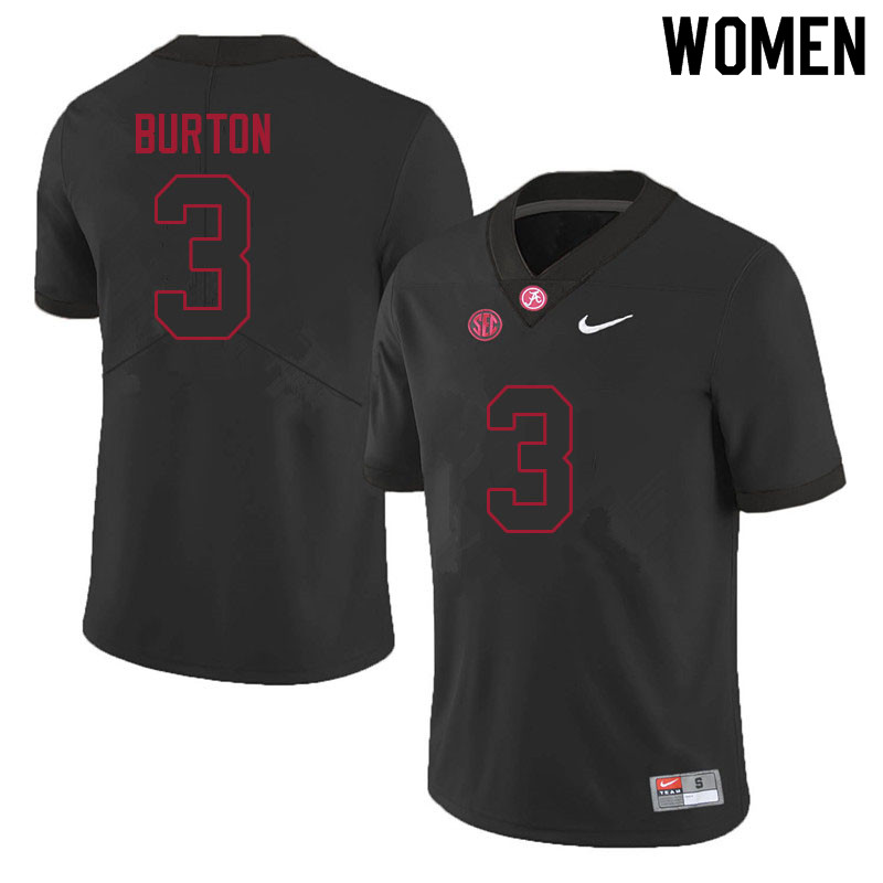 Women #3 Jermaine Burton Alabama Crimson Tide College Football Jerseys Sale-Black